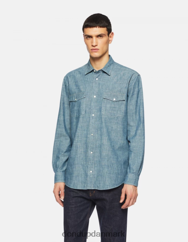 regular fit denimskjorte i westernstil Mænd 0XD0D0863 blå DONDUP beklædning