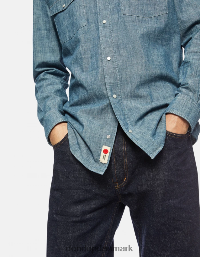 regular fit denimskjorte i westernstil Mænd 0XD0D0863 blå DONDUP beklædning