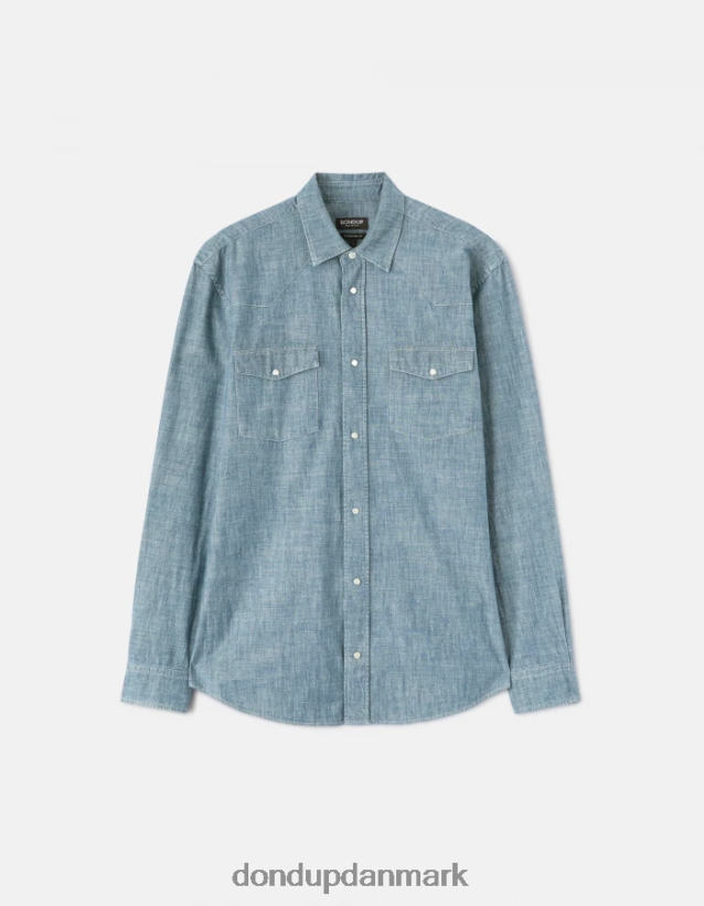regular fit denimskjorte i westernstil Mænd 0XD0D0863 blå DONDUP beklædning