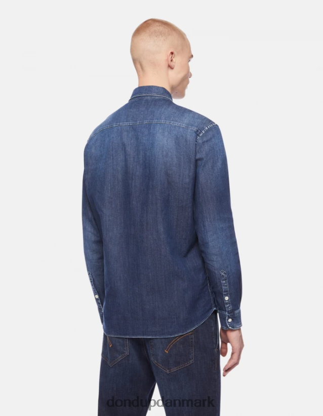 regular fit denimskjorte med broderet logo Mænd 0XD0D0851 blå DONDUP beklædning