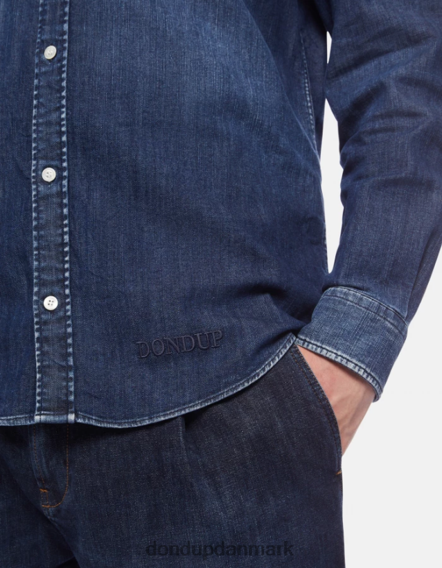 regular fit denimskjorte med broderet logo Mænd 0XD0D0851 blå DONDUP beklædning