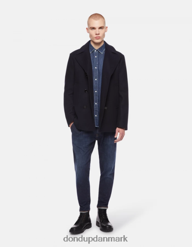 regular fit denimskjorte med broderet logo Mænd 0XD0D0851 blå DONDUP beklædning