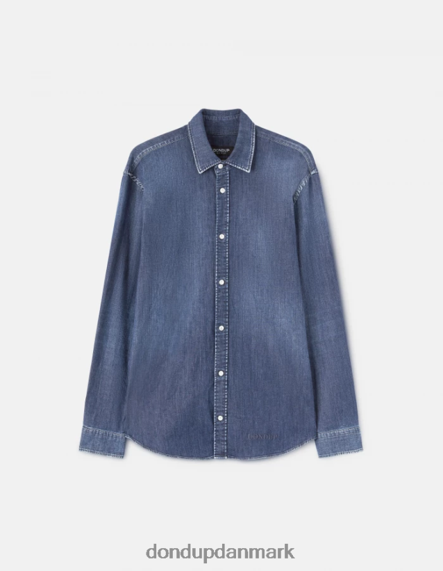 regular fit denimskjorte med broderet logo Mænd 0XD0D0851 blå DONDUP beklædning