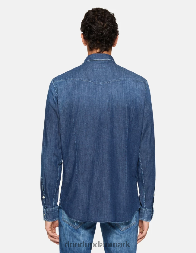 slim fit denimskjorte i westernstil Mænd 0XD0D0853 blå DONDUP beklædning