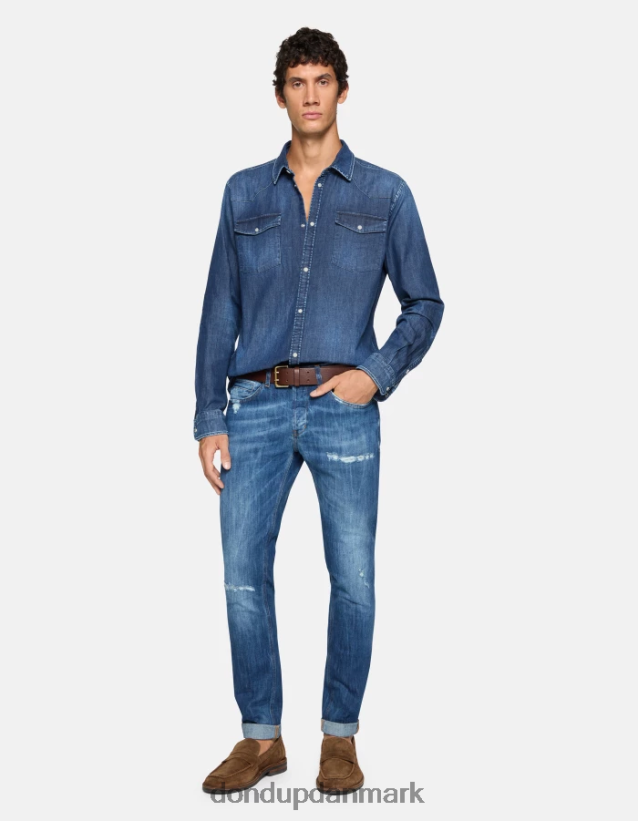 slim fit denimskjorte i westernstil Mænd 0XD0D0853 blå DONDUP beklædning