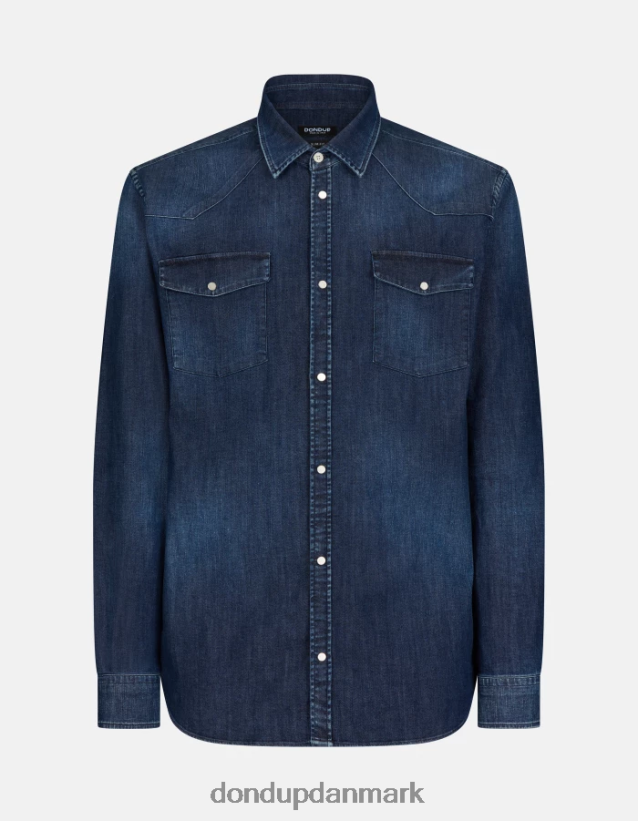 slim fit denimskjorte i westernstil Mænd 0XD0D0853 blå DONDUP beklædning