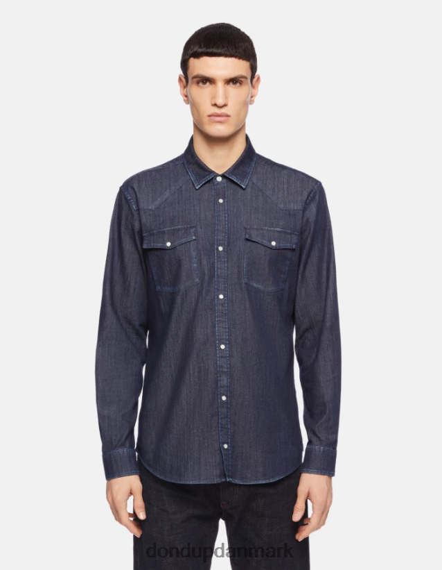 slim fit denimskjorte i westernstil Mænd 0XD0D0858 blå DONDUP beklædning
