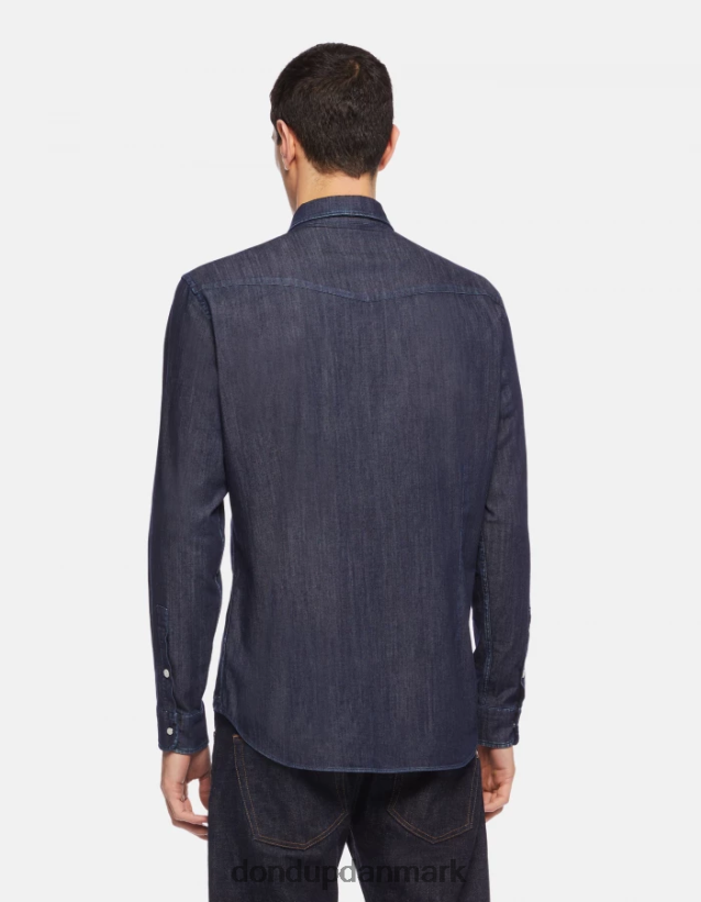slim fit denimskjorte i westernstil Mænd 0XD0D0858 blå DONDUP beklædning