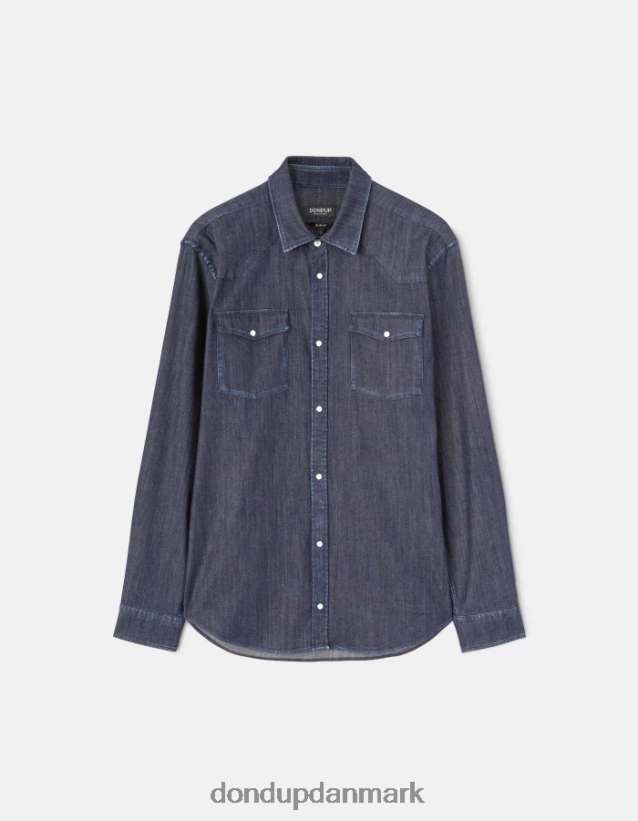 slim fit denimskjorte i westernstil Mænd 0XD0D0858 blå DONDUP beklædning