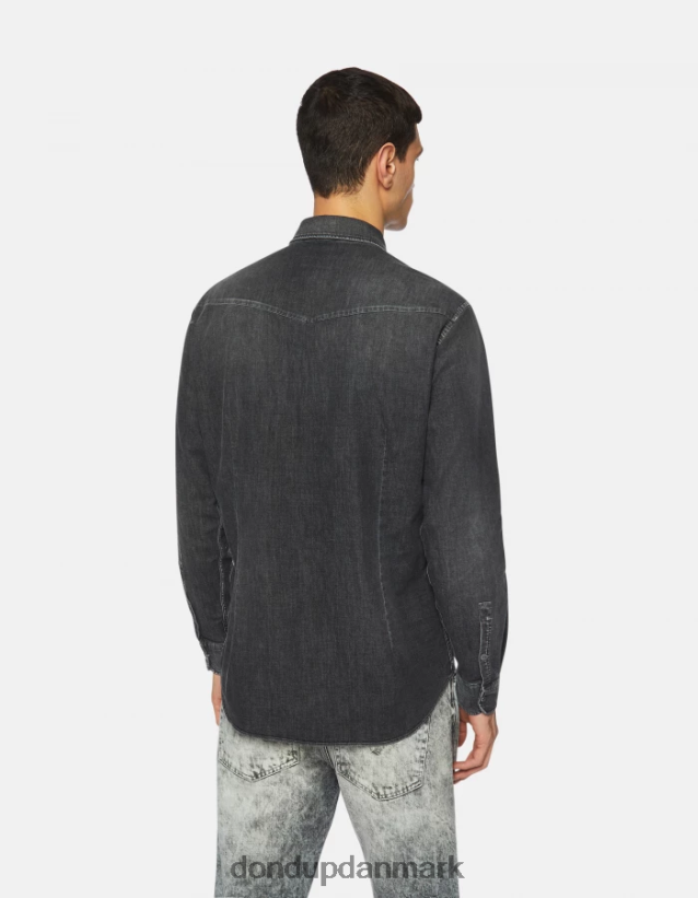 slim fit denimskjorte i westernstil Mænd 0XD0D0859 sort DONDUP beklædning