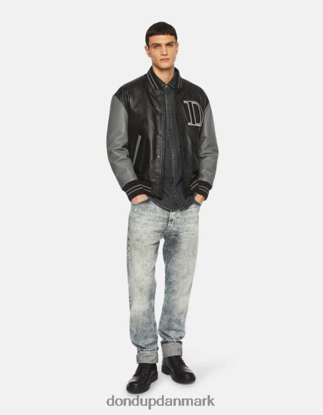 slim fit denimskjorte i westernstil Mænd 0XD0D0859 sort DONDUP beklædning