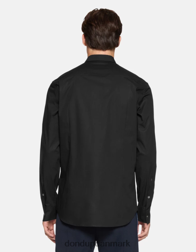 slim fit poplin skjorte Mænd 0XD0D0854 sort DONDUP beklædning