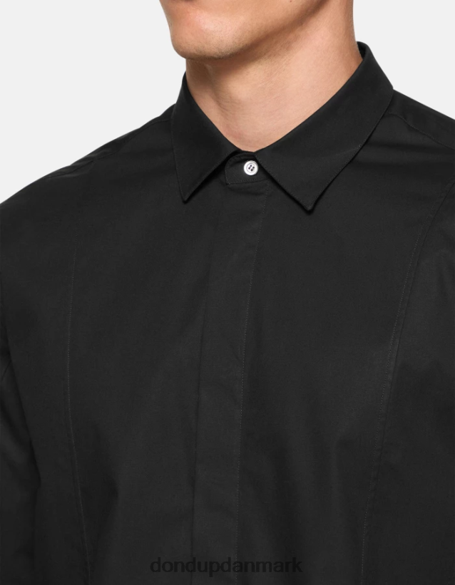 slim fit poplin skjorte Mænd 0XD0D0854 sort DONDUP beklædning