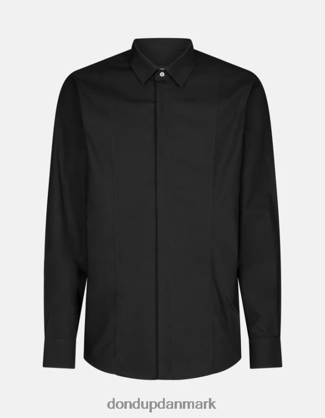 slim fit poplin skjorte Mænd 0XD0D0854 sort DONDUP beklædning