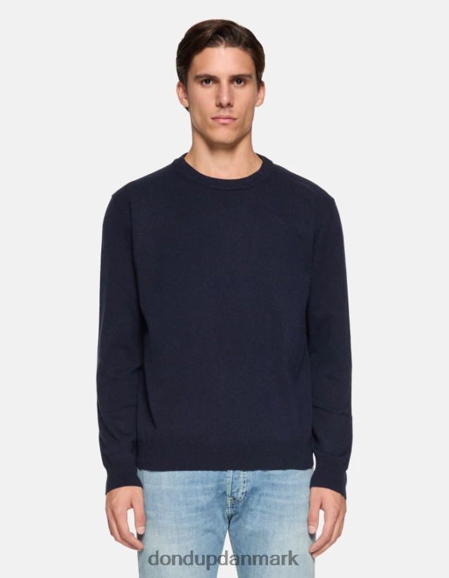 kashmir- og silketrøje med rund hals Mænd 0XD0D0870 Marine blå DONDUP beklædning