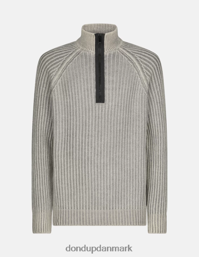regulær pasform mock-polo-halstrøje i uld Mænd 0XD0D0866 grå DONDUP beklædning