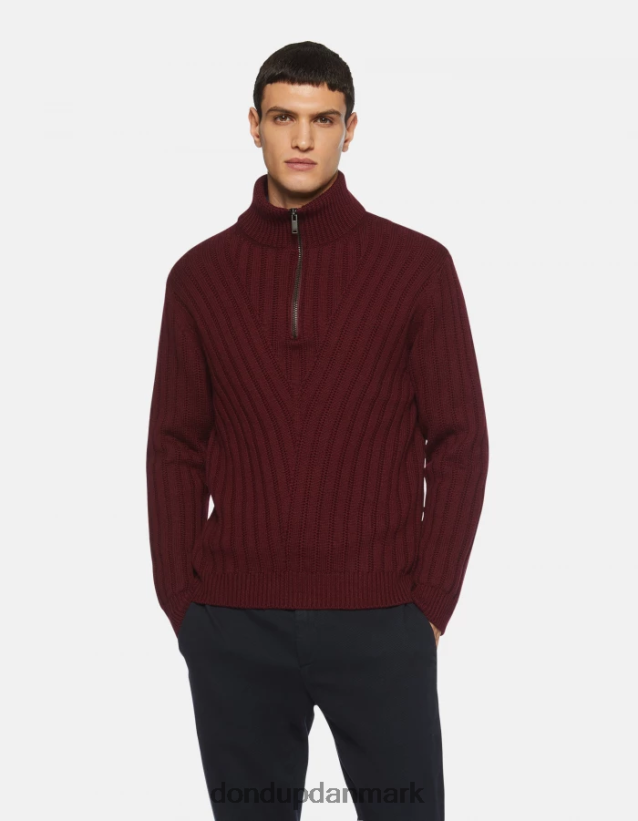 regulær pasform mock-polo-halstrøje i uld Mænd 0XD0D0894 prugna DONDUP beklædning