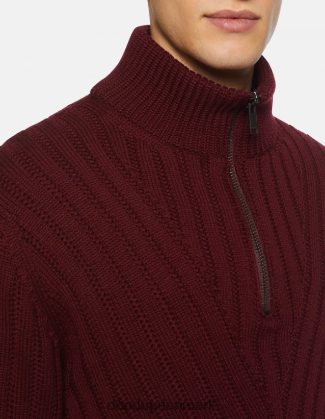 regulær pasform mock-polo-halstrøje i uld Mænd 0XD0D0894 prugna DONDUP beklædning