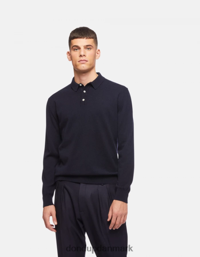 regular fit cashmere og silke poloshirt Mænd 0XD0D0879 Marine blå DONDUP beklædning