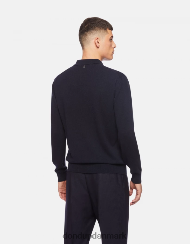 regular fit cashmere og silke poloshirt Mænd 0XD0D0879 Marine blå DONDUP beklædning