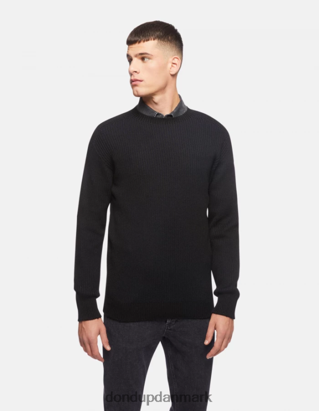 trøje i uldblanding med rund hals Mænd 0XD0D0876 Marine blå DONDUP beklædning