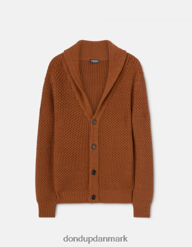 uldcardigan med normal pasform Mænd 0XD0D0893 tobak brun DONDUP beklædning