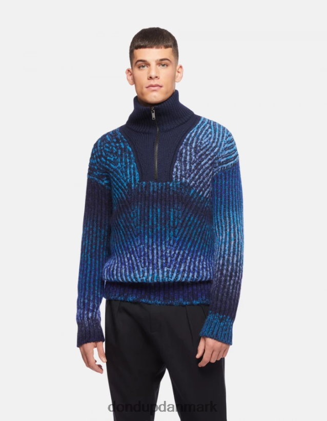 uldtrøje med polohals i normal pasform Mænd 0XD0D0878 kongeblå DONDUP beklædning