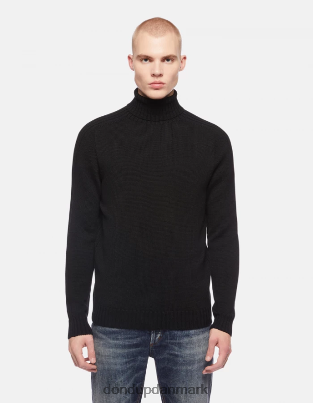 uldtrøje med polohals i normal pasform Mænd 0XD0D0883 sort DONDUP beklædning