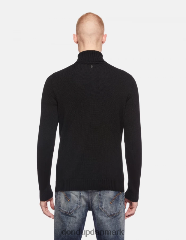 uldtrøje med polohals i normal pasform Mænd 0XD0D0883 sort DONDUP beklædning