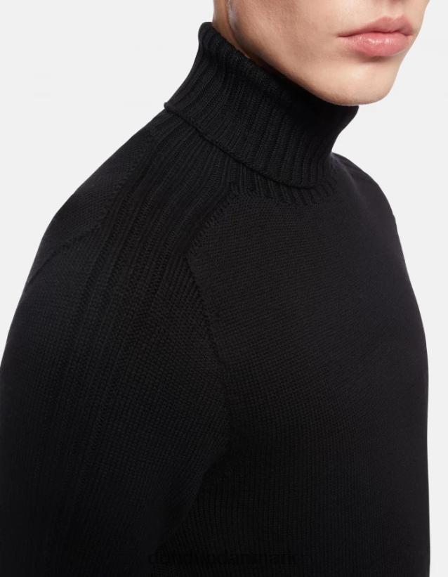 uldtrøje med polohals i normal pasform Mænd 0XD0D0883 sort DONDUP beklædning