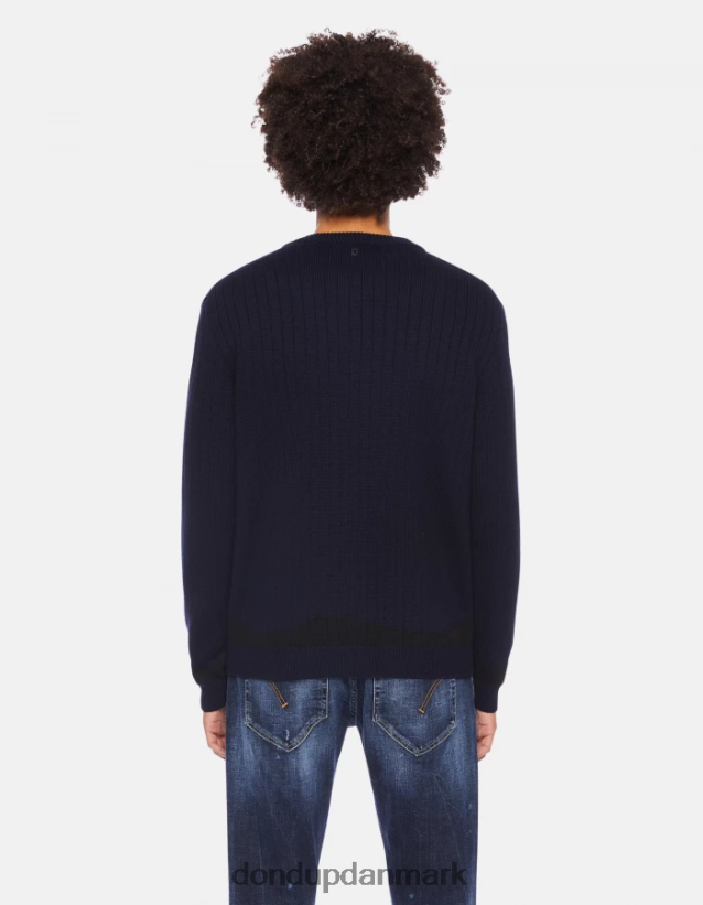 uldtrøje med rund hals Mænd 0XD0D0880 blå & sort DONDUP beklædning