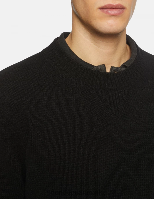 uldtrøje med rund hals Mænd 0XD0D0884 sort DONDUP beklædning