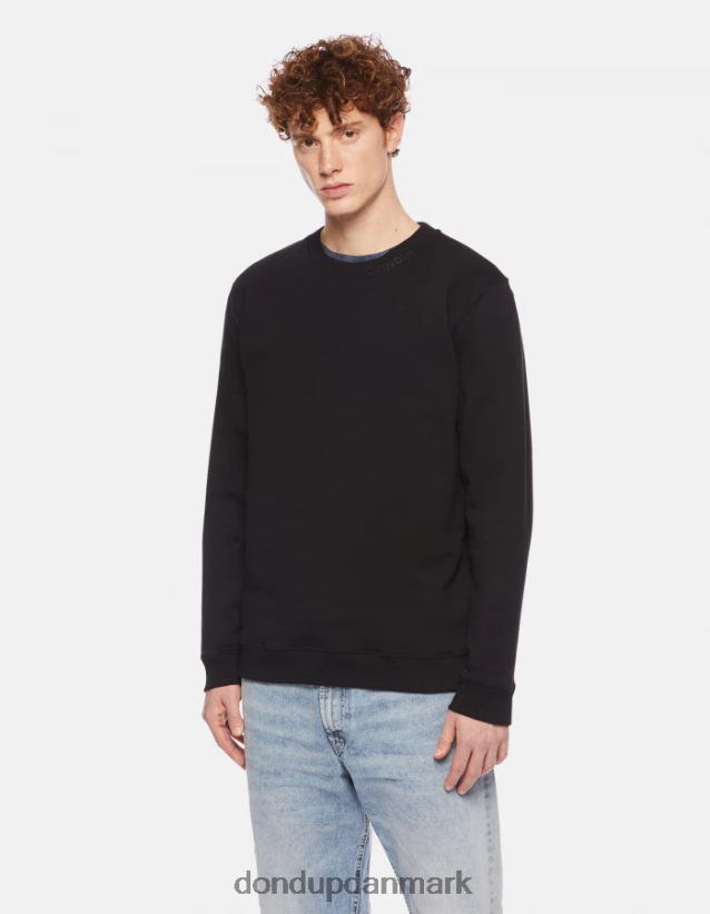 sweatshirt med rund hals i normal pasform Mænd 0XD0D0841 sort DONDUP beklædning
