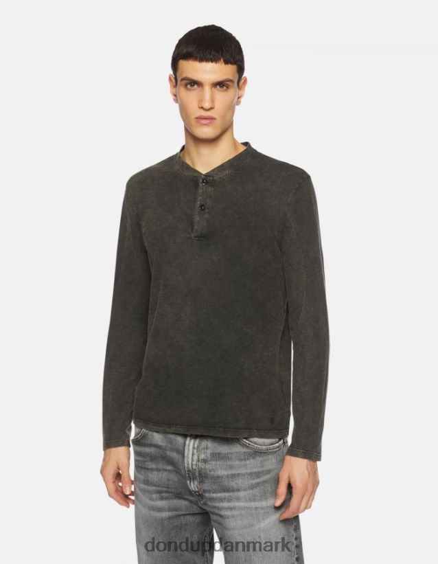 regular fit henley jersey top Mænd 0XD0D0807 sort DONDUP beklædning