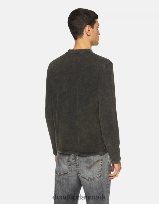 regular fit henley jersey top Mænd 0XD0D0807 sort DONDUP beklædning