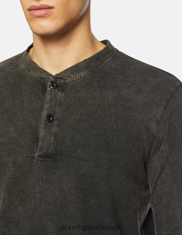 regular fit henley jersey top Mænd 0XD0D0807 sort DONDUP beklædning