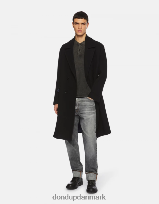 regular fit henley jersey top Mænd 0XD0D0807 sort DONDUP beklædning