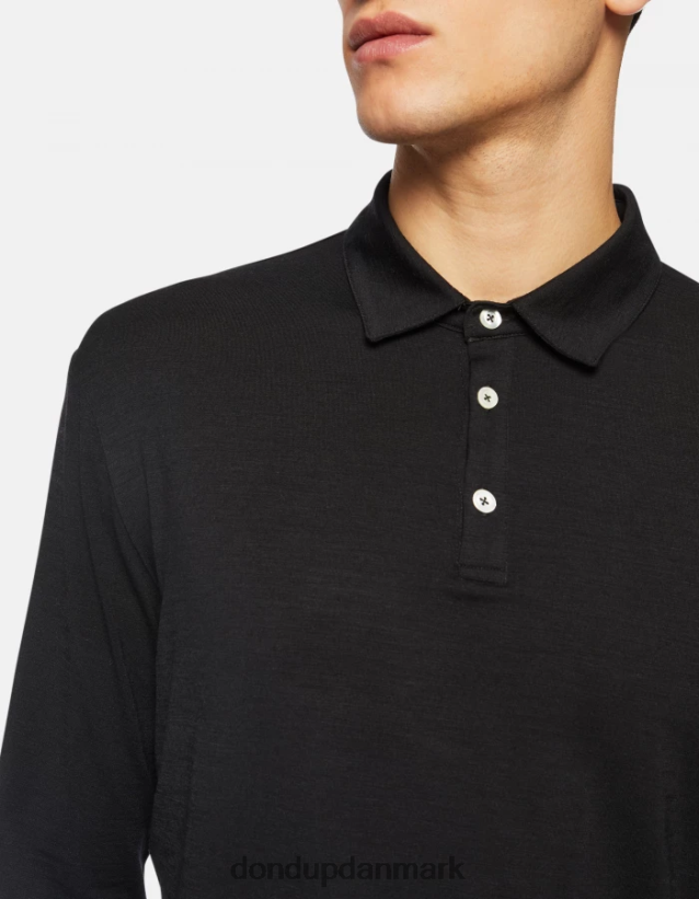 regular fit poloshirt i uld og silke Mænd 0XD0D0802 sort DONDUP beklædning