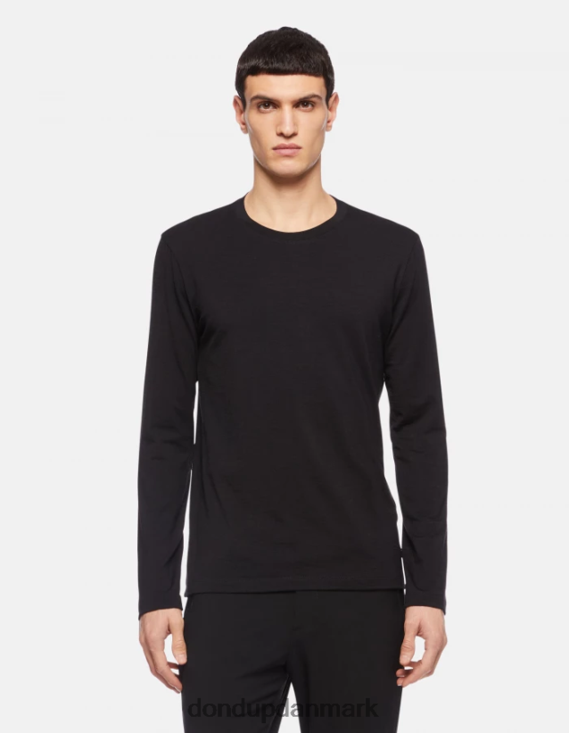 regular fit uld- og silke-t-shirt Mænd 0XD0D0801 sort DONDUP beklædning