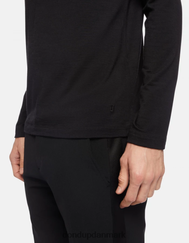 regular fit uld- og silke-t-shirt Mænd 0XD0D0801 sort DONDUP beklædning