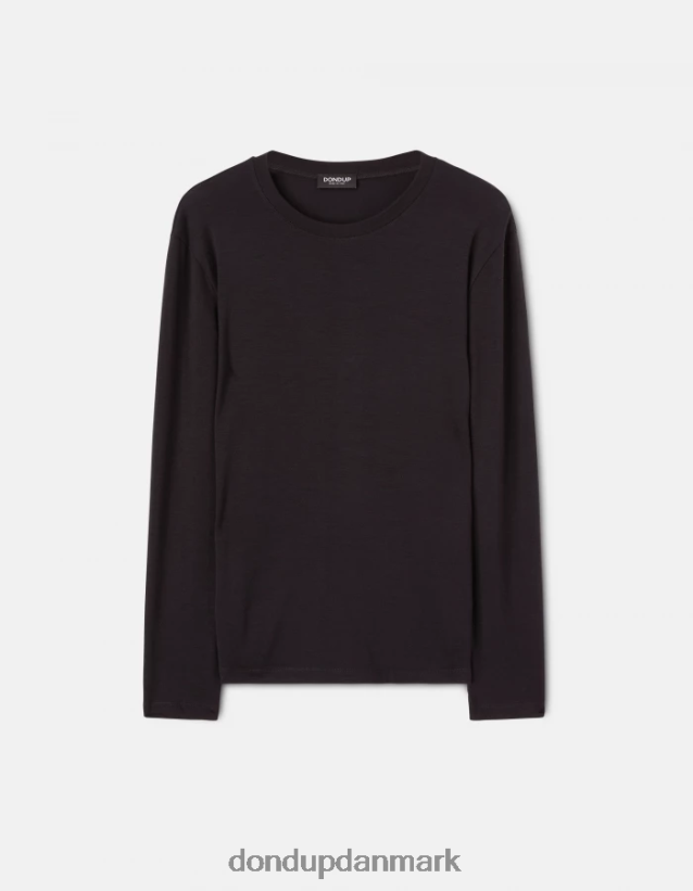 regular fit uld- og silke-t-shirt Mænd 0XD0D0801 sort DONDUP beklædning