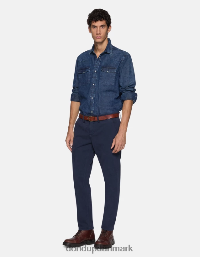 pablo satinbukser med normal pasform Mænd 0XD0D0743 Marine blå DONDUP beklædning