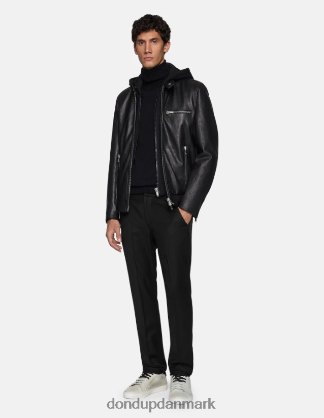 gaubert flannelbukser med smal pasform Mænd 0XD0D0787 sort DONDUP beklædning