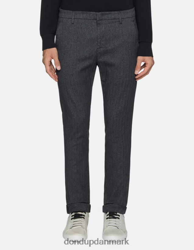 gaubert slim-fit bukser i trykt bomuld Mænd 0XD0D0783 grå DONDUP beklædning