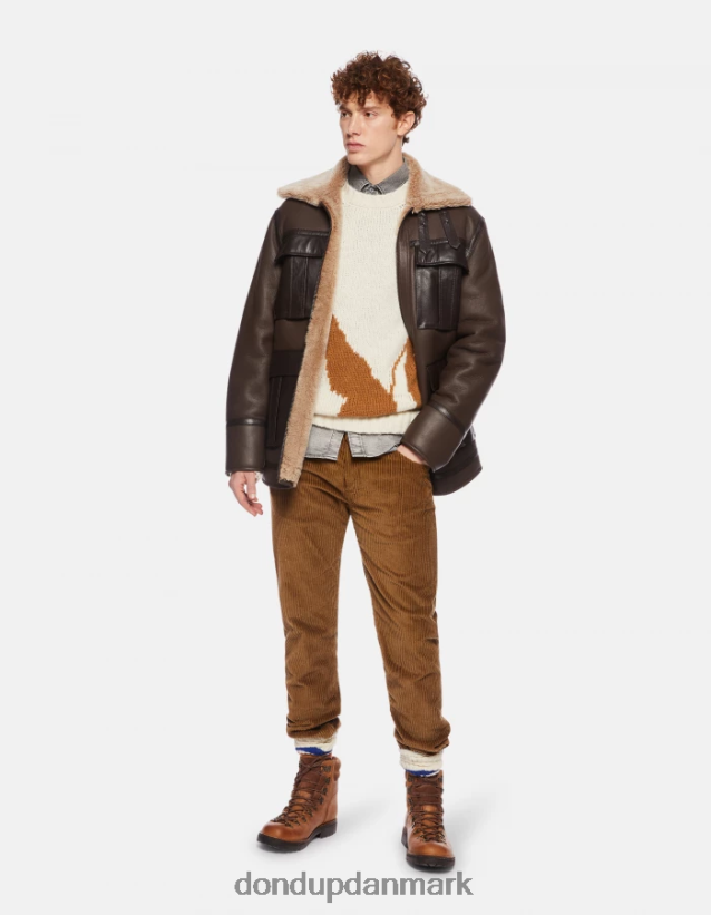 icon regular fit 34-tommer fløjlsbukser Mænd 0XD0D0558 kanel DONDUP beklædning