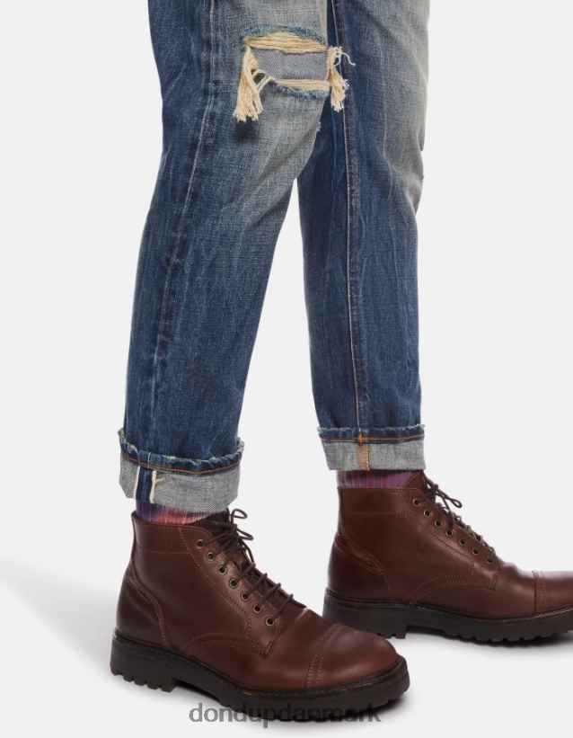 ikon jeans med regulær pasform i stiv denim med kant Mænd 0XD0D0617 blå DONDUP beklædning