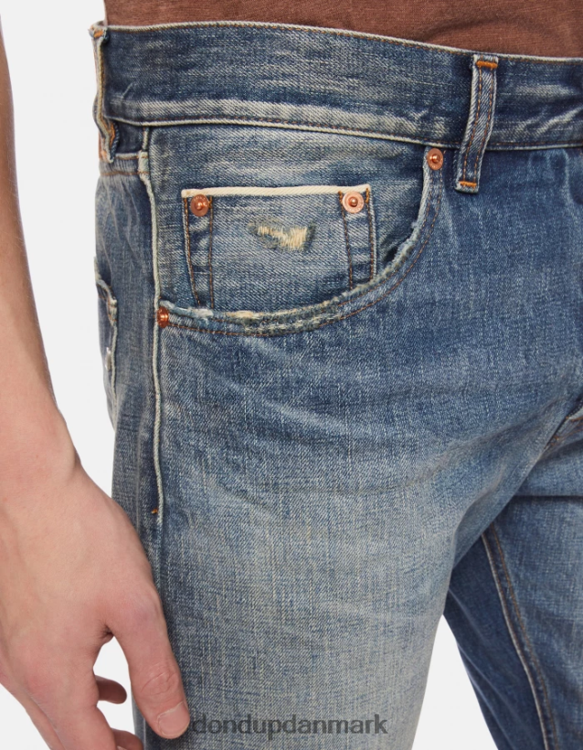 ikon jeans med regulær pasform i stiv denim med kant Mænd 0XD0D0617 blå DONDUP beklædning