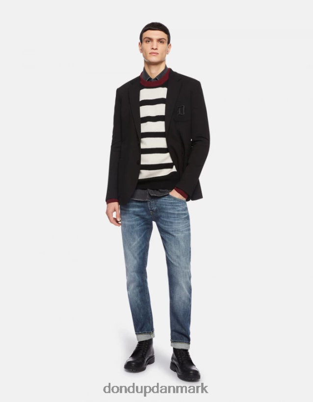 ikon jeans med regulær pasform i stiv denim med kant Mænd 0XD0D0621 blå DONDUP beklædning