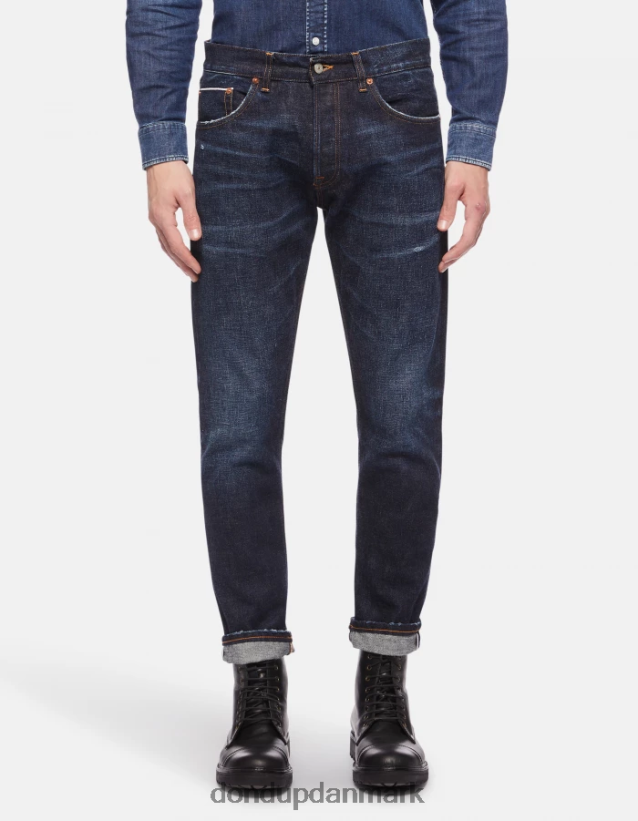 ikon jeans med regulær pasform i stiv denim med kant Mænd 0XD0D0633 blå DONDUP beklædning
