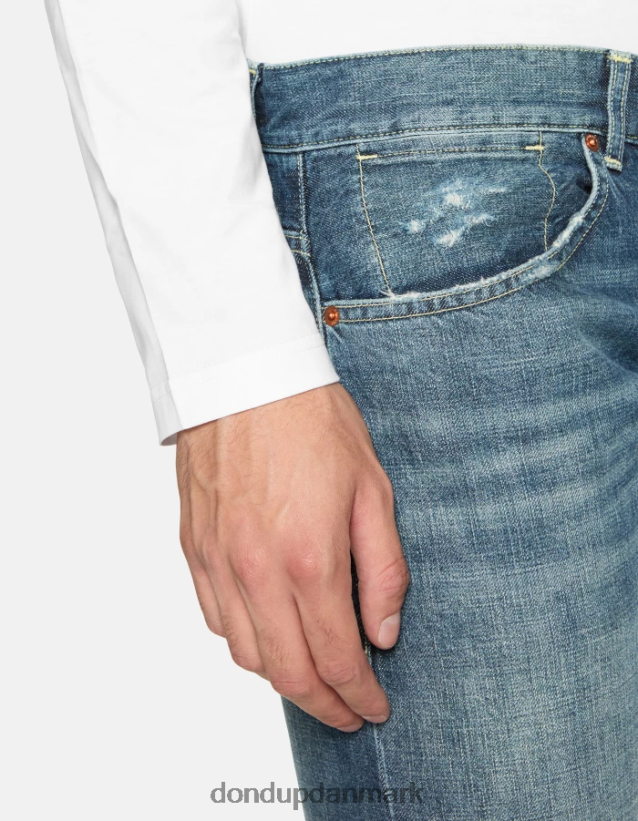 travis slim-fit jeans i stiv selvedge denim Mænd 0XD0D0574 blå DONDUP beklædning